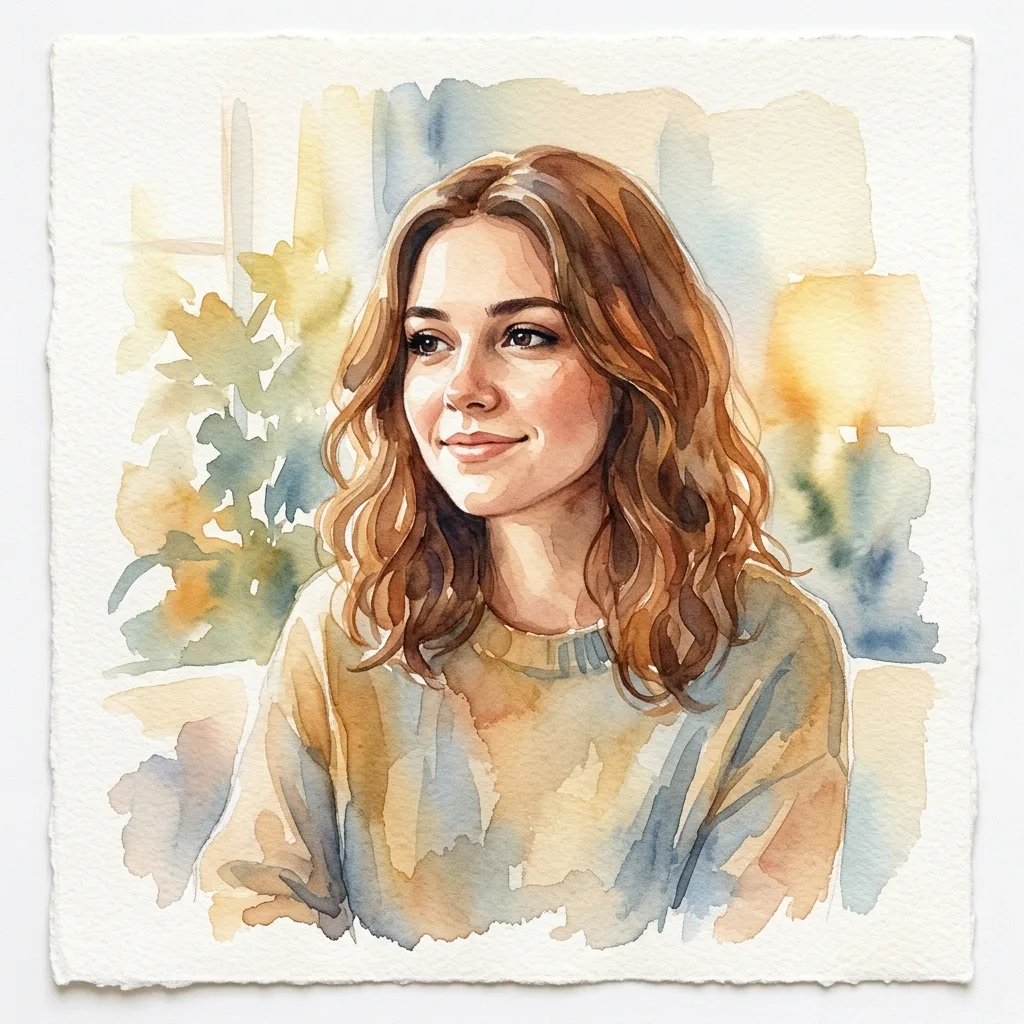 AI image-to-image portrait restyled as a watercolor painting